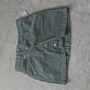 Free People Teal Corduroy Button-Up Mini Skirt